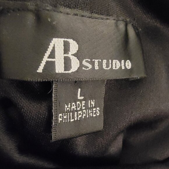 AB Studio‎ Dress Black White Drape Back Sleeveless Womens Large EUC - Picture 5 of 7